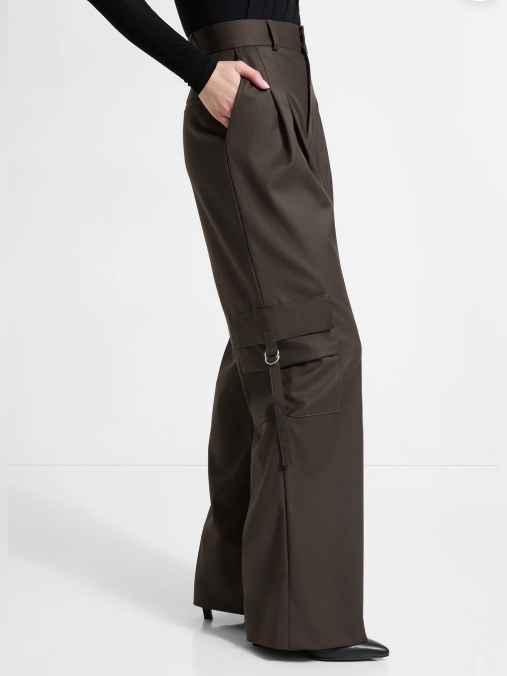 Marcella NYC Eli Pants European Wide-Leg Tailored Cargo Pants